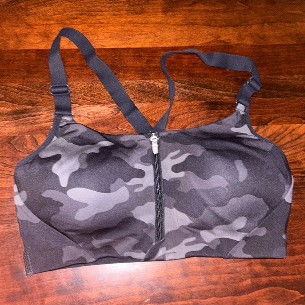 All In Motion Camouflage Padded Zip Front Sports Bra
